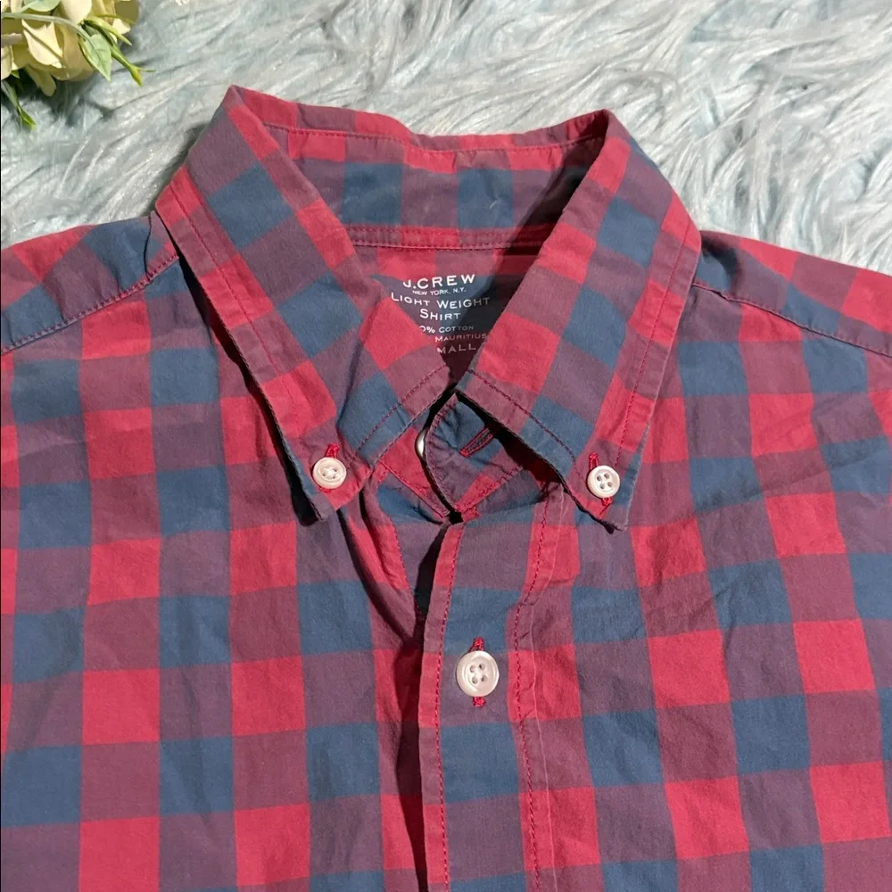 J. Crew Light Weight Red and Blue Plaid Cotton Shirt sz XS